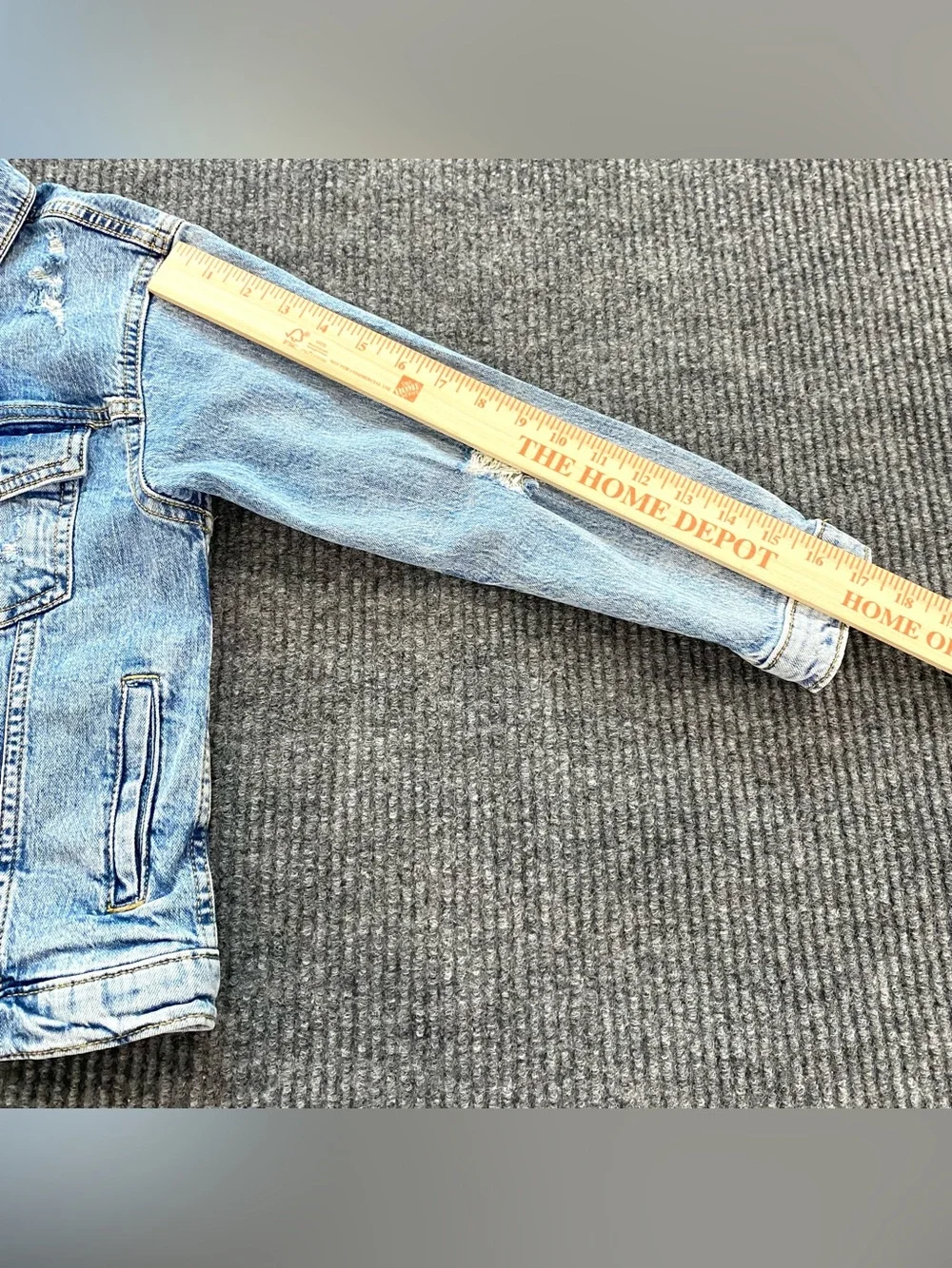 Art Class Denim Jacket Girls Size S 6/7 Blue Distressed Button Up Pockets